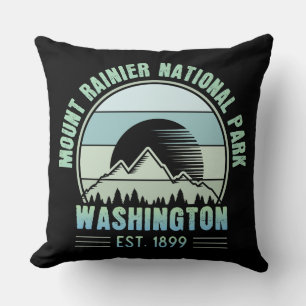 Mount Rainier National Park Washington USA Retro Cushion