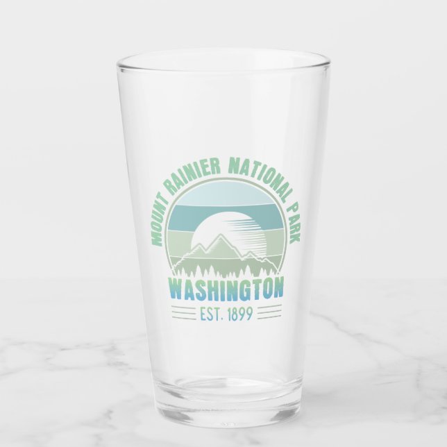 Mount Rainier National Park Washington USA Retro Glass (Front)