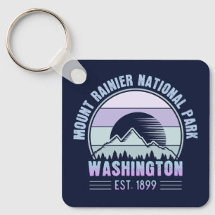 Mount Rainier National Park Washington USA Retro Key Ring