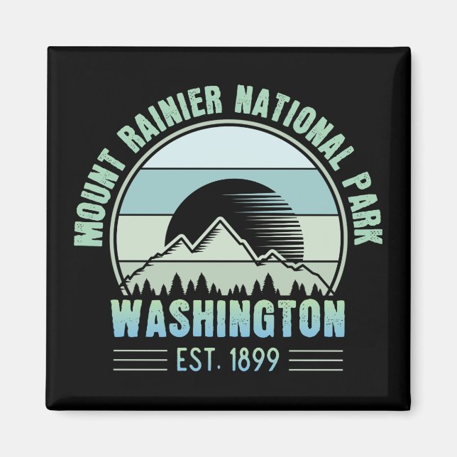Mount Rainier National Park Washington USA Retro Magnet (Front)