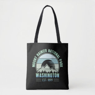 Mount Rainier National Park Washington USA Retro Tote Bag