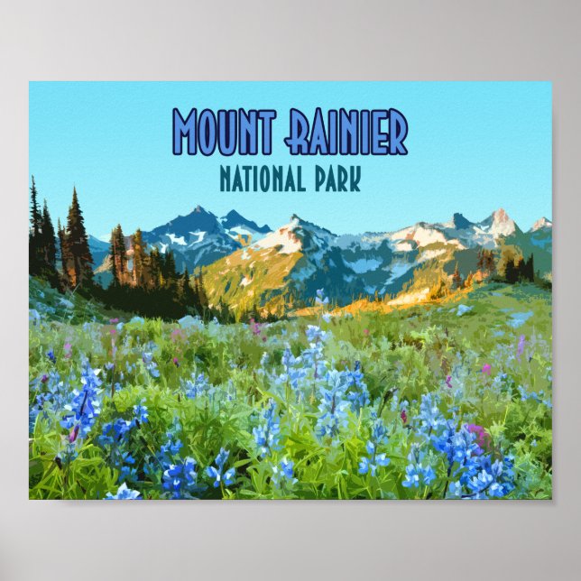 Mount Rainier National Park Washington Vintage Poster (Front)