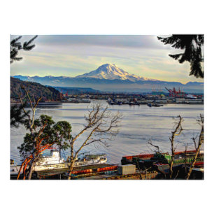 Mount Rainier Overlooks The Port of Tacoma Photo Print