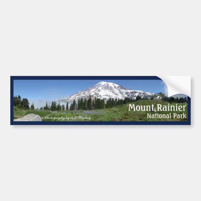Mount Rainier Panorama with text Bumper Sticker (Front)