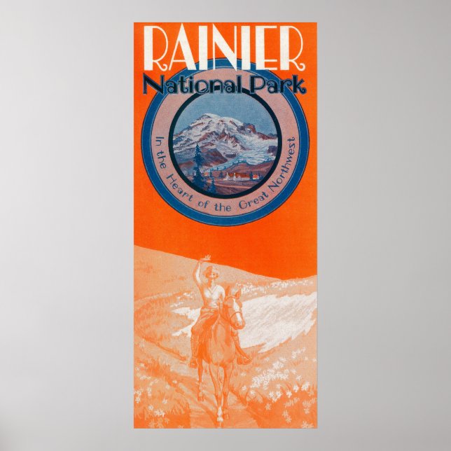 Mount Rainier Poster - Horseback Riding (Front)