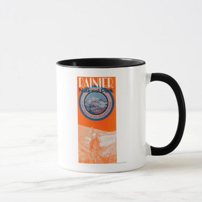 Mount Rainier Poster - Horseback Riding Mug (Right)