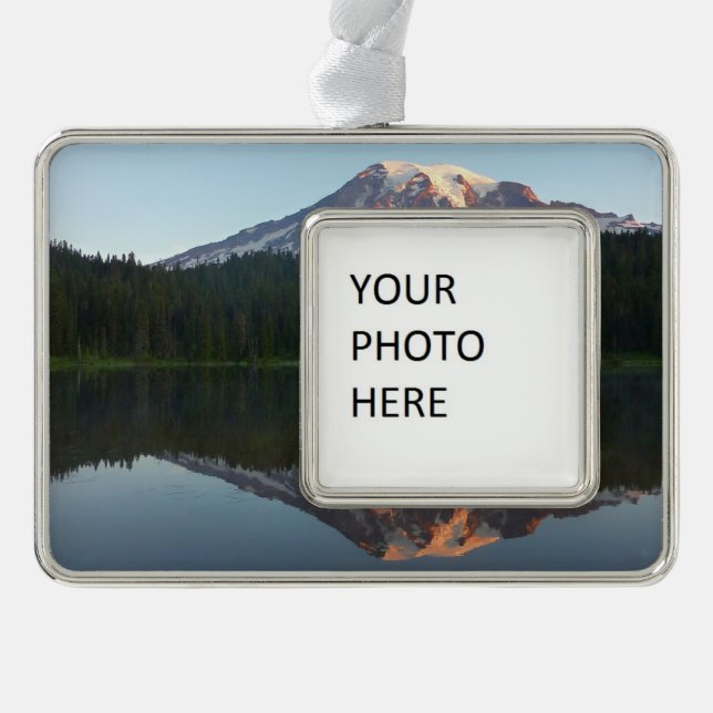 Mount Rainier Reflected Sunrise I Silver Plated Framed Ornament (Front)