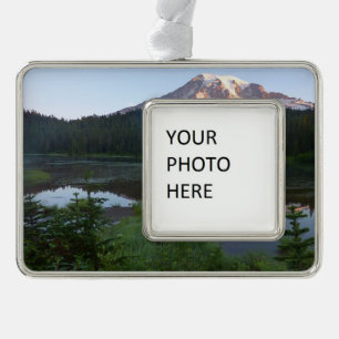 Mount Rainier Reflected Sunrise II Silver Plated Framed Ornament