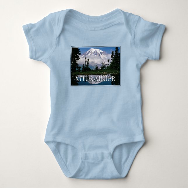 Mount Rainier | Reflection in a Mountain Pond Baby Bodysuit (Front)
