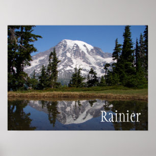 Mount Rainier Reflection in Lake Poster