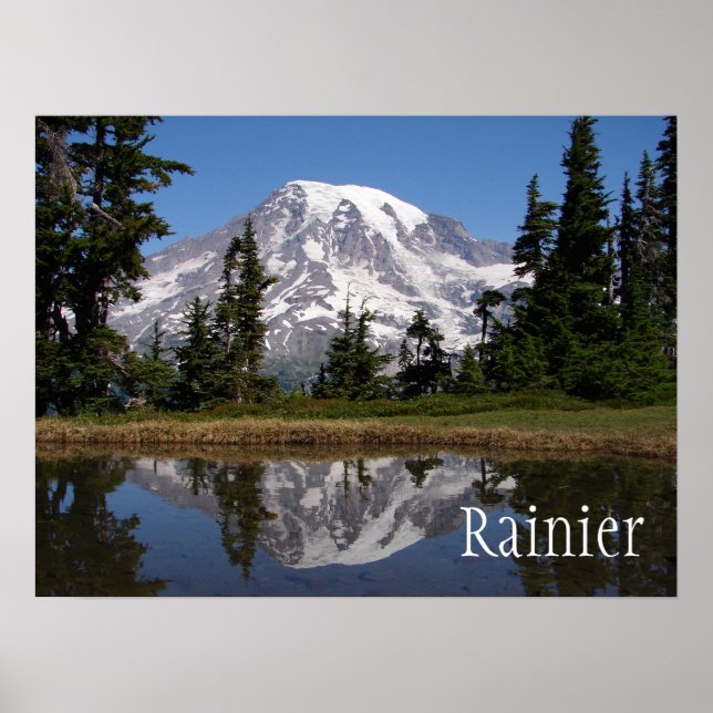 Mount Rainier Reflection in Lake Poster (Front)