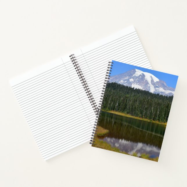 Mount Rainier Reflection on Lake Landscape Notebook (Inside)