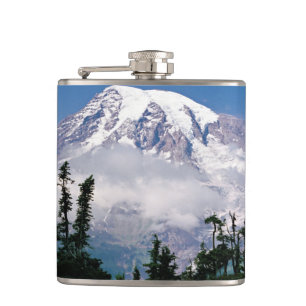 Mount Rainier relected in a mountain tarn Hip Flask