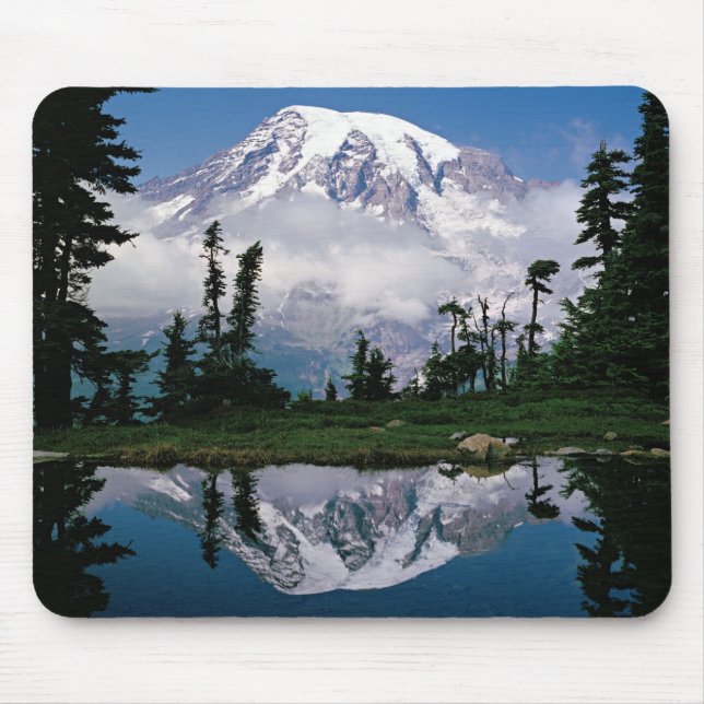 Mount Rainier relected in a mountain tarn Mouse Pad (Front)