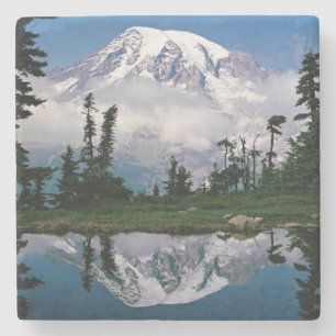 Mount Rainier relected in a mountain tarn Stone Coaster