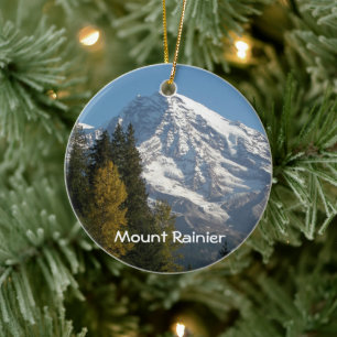 Mount Rainier Scenic View Holiday Ceramic Tree Decoration