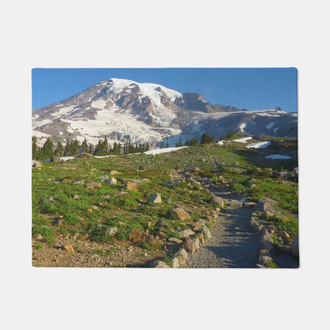 Mount Rainier Skyline Trail View Doormat (Front)