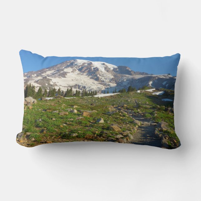 Mount Rainier Skyline Trail View Lumbar Cushion (Front)