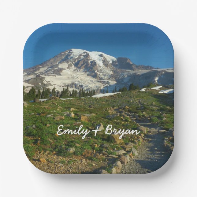 Mount Rainier Skyline Trail View Paper Plate (Front)