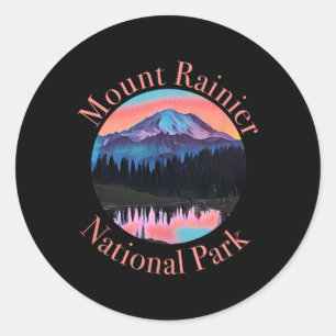 Mount Rainier Tacoma Tahoma Seattle Road Trip Hiki Classic Round Sticker