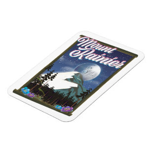Mount Rainier vacation poster. Magnet