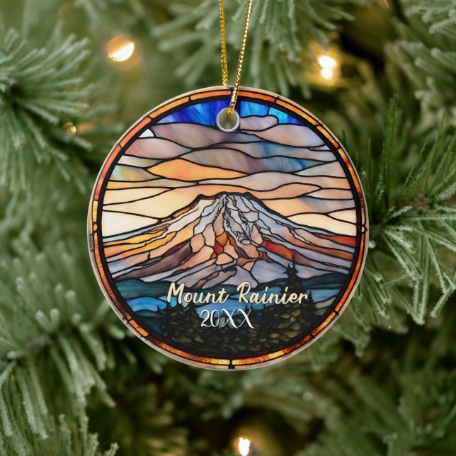 Mount Rainier Vacation Souvenir  Ceramic Ornament (Tree)