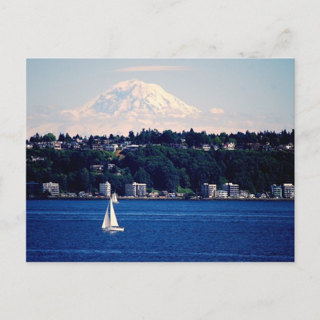 Mount Rainier viewed from Puget Sound Postcard (Front)