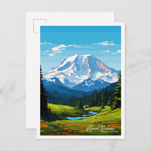 Mount Rainier Washington USA vintage travel Postcard (Front/Back)
