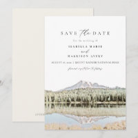 MOUNT RAINIER Watercolor Destination Save the Date