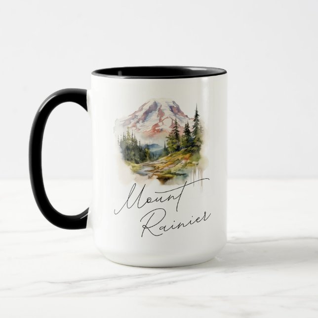 Mount Rainier Watercolor Scenery Mug (Left)
