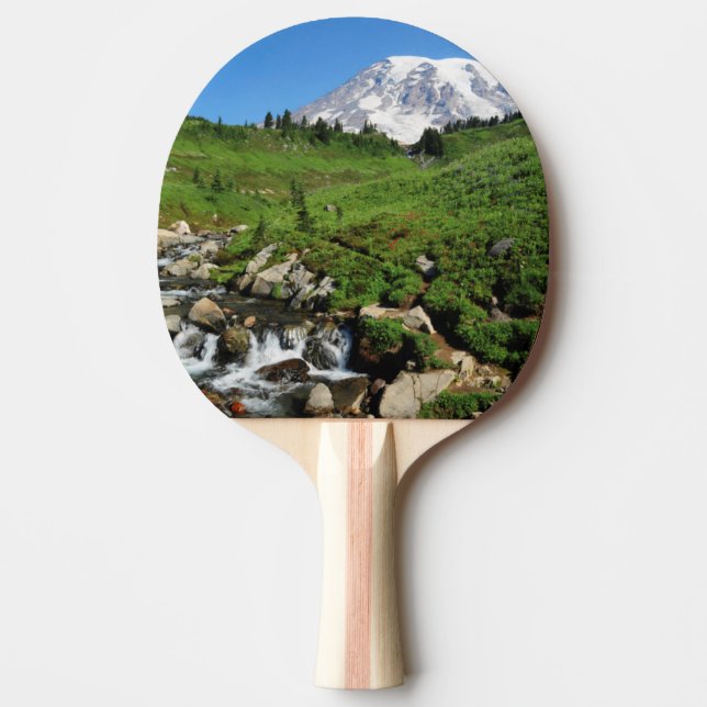 Mount Rainier, waterfall, snow-covered Ping Pong Paddle (Front)