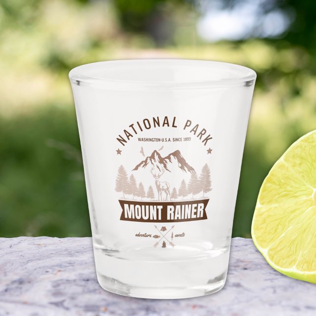 Mount Rainier Wilderness Deer Design Shot Glass (Creator Uploaded)