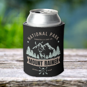 Mount Rainier Wilderness Deer Graphic Can Cooler