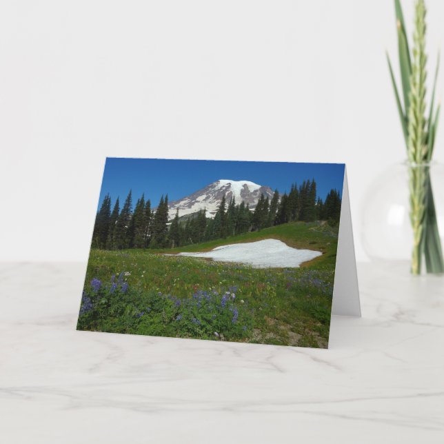 Mount Rainier, Wildflowers and Snow Card (Front)