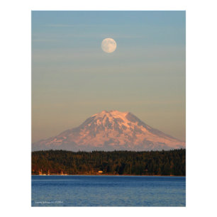 Mount Rainier with the Full Moon Photo Print