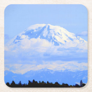 Mount Ranier Square Paper Coaster