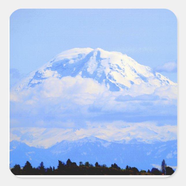 Mount Ranier Square Sticker (Front)