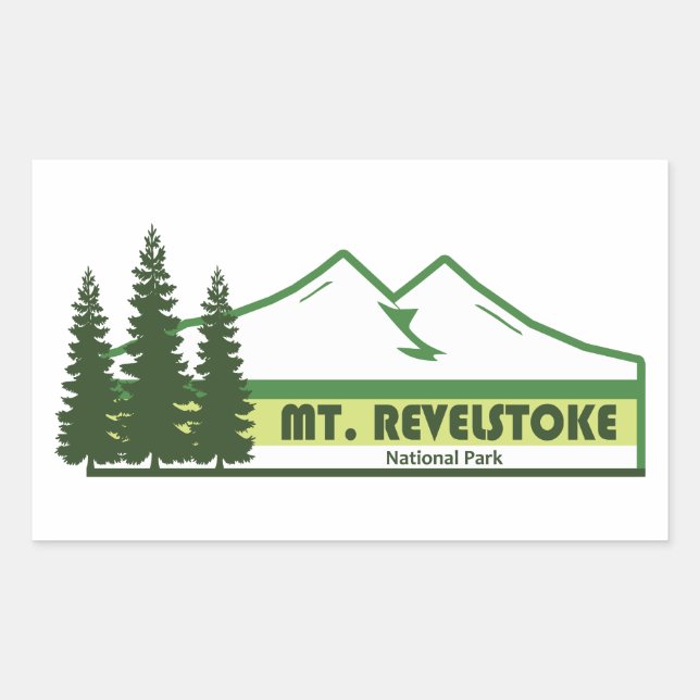 Mount Revelstoke National Park Green Stripes Rectangular Sticker (Front)