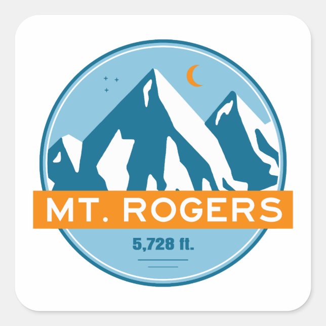 Mount Rogers Virginia Stars Moon Square Sticker (Front)