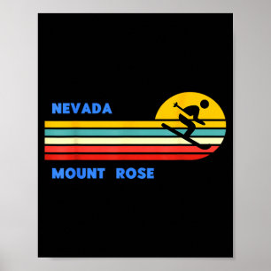 Mount rose tahoe nevada skiing skier ski retro sun poster