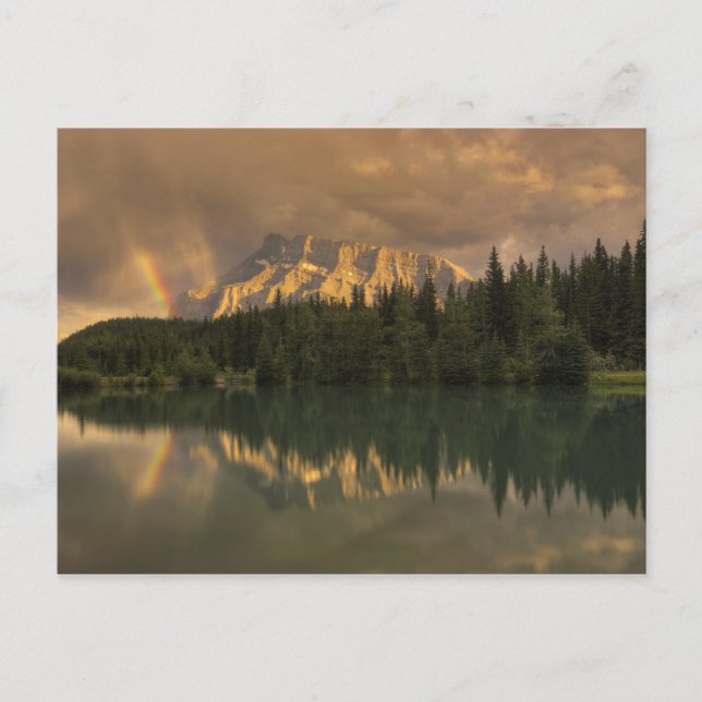Mount Rundle Rainbow, Cascade Ponds Postcard (Front)