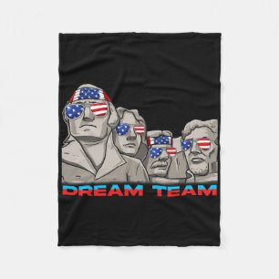 Mount Rushmore 4th Of July Funny Patriotic Preside Fleece Blanket