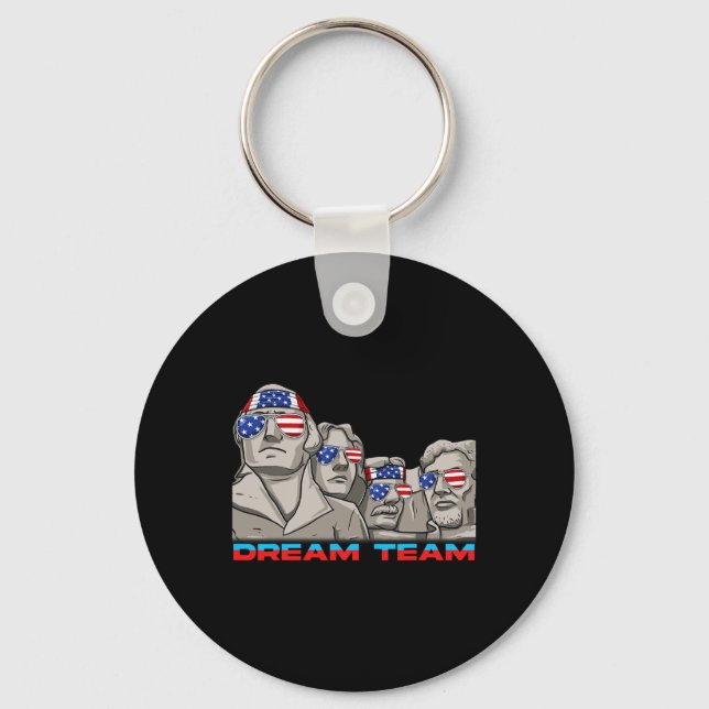 Mount Rushmore 4th Of July Funny Patriotic Preside Key Ring (Front)