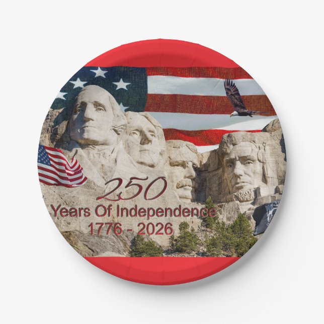 Mount Rushmore America 250 Paper Plates (Front)
