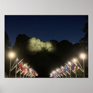 Mount Rushmore at Night Poster