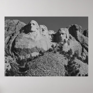 Mount Rushmore Black and White Poster
