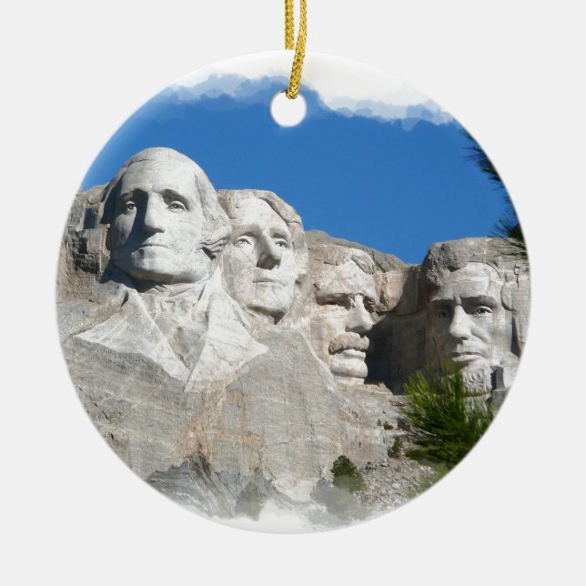 Mount Rushmore Ceramic Tree Decoration (Front)