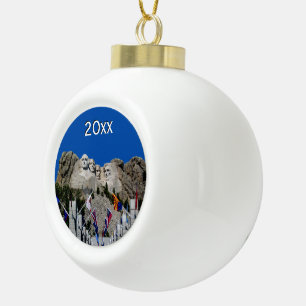 Mount Rushmore Customisable Photo Souvenir Ceramic Ball Christmas Ornament