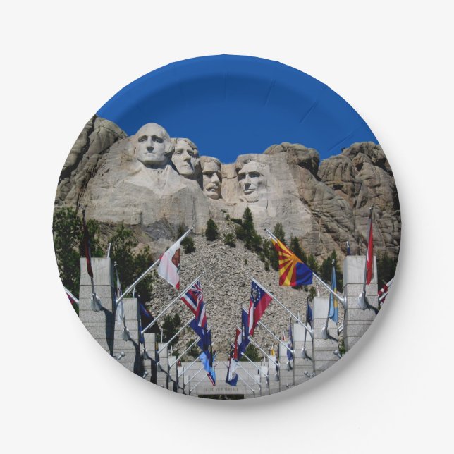 Mount Rushmore Customisable Photo Souvenir Paper Plate (Front)