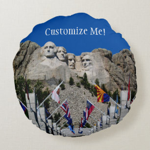 Mount Rushmore Customisable Photo Souvenir Round Cushion